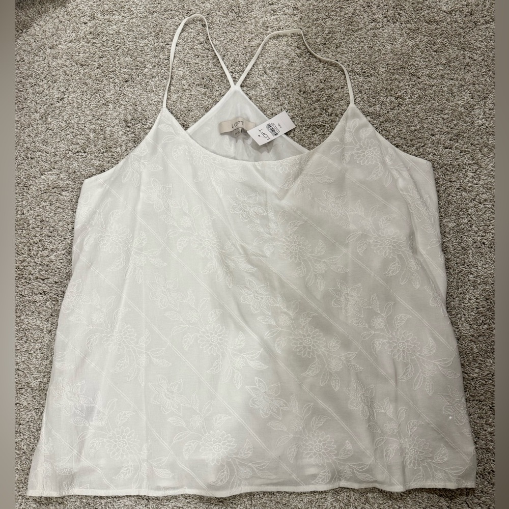 NWT | Loft Floral Lined Camisole Shell | Size: XXL | Color: White